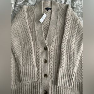 JCrew cable-knit stretch wool cardigan sweater